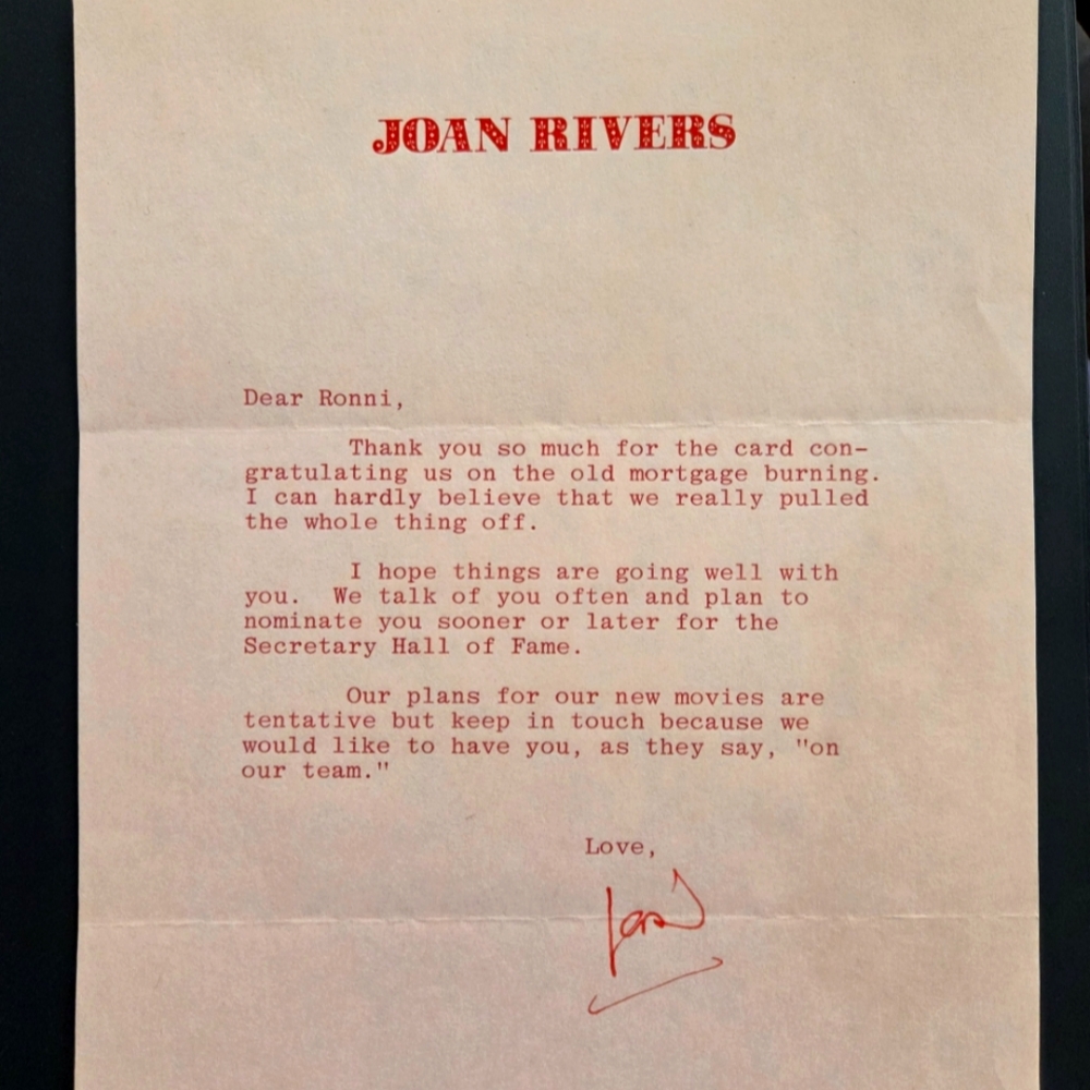 Joan Rivers Autographed Letter